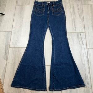 Free People Just Float On Flare Jeans Dark Wash Blue Bell Bottom Womens 29